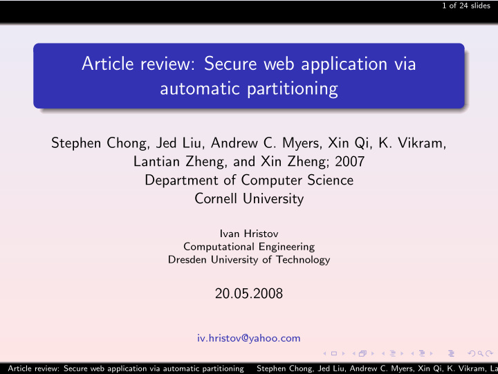 article review secure web application via automatic