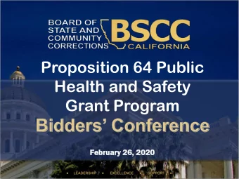 Health and Safety  Grant Program  Febru  ruar  ary 26, 20  , 2020  AGENDA  ENDA  Introductions