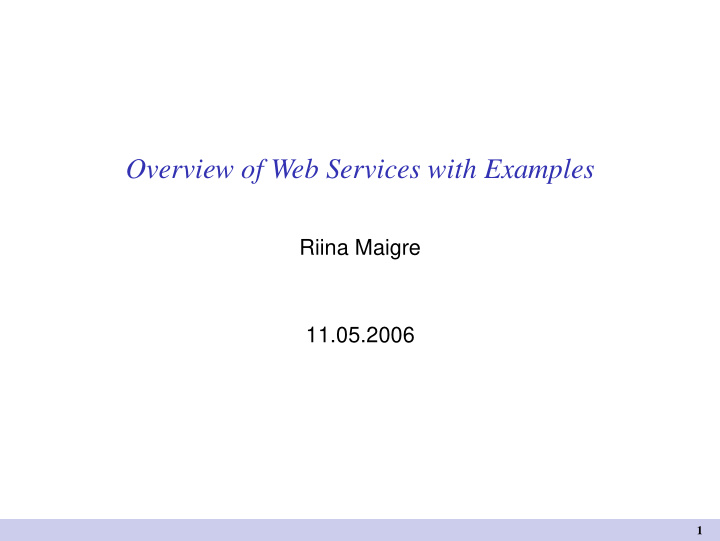 overview of web services with examples
