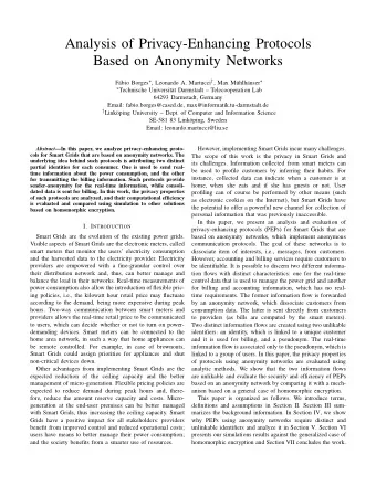 Analysis of Privacy-Enhancing Protocols  Based on Anonymity Networks abio Borges  , Leonardo A.