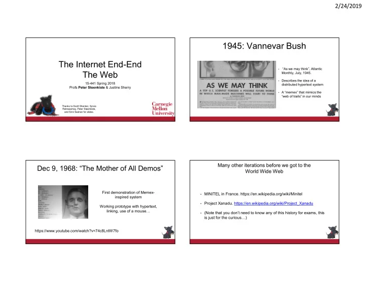 1945 vannevar bush the internet end end