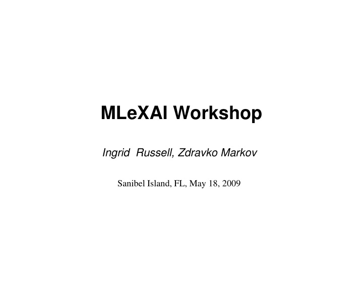 mlexai workshop