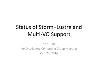 Multi-VO Support  YAN Tian  for Distributed Computing Group Meeting  Oct. 23, 2014  StoRM + Lustre: