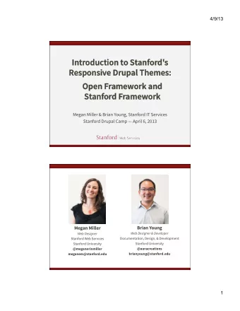 Intr  Introduction t  oduction to St  o Stanf  anfor  ord'  d's  s  Responsiv  esponsive Drup  e