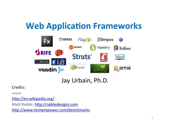 web applica on frameworks