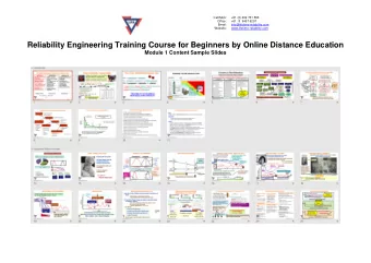 Reliability Engineering Training Course for Beginners by Online Distance Education Module 3 content
