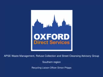 APSE Waste Management, Refuse Collection and Street Cleansing Advisory Group  Southern region