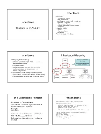 Inheritance   Inheritance   reminder from dIntProg   pre- postconditions   Graphics