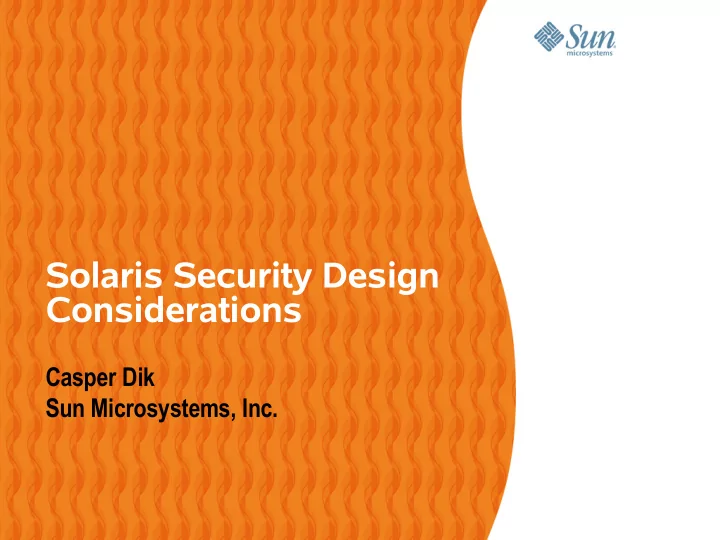 opg leadership series solaris security design kickoff