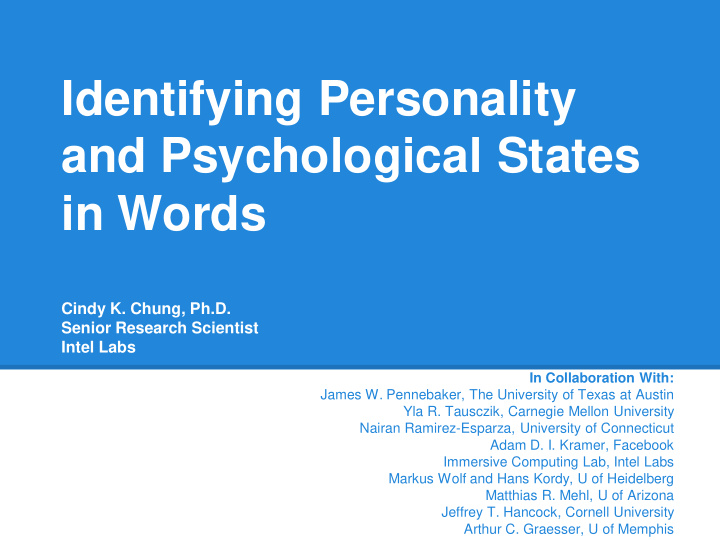 identifying personality and psychological states in words