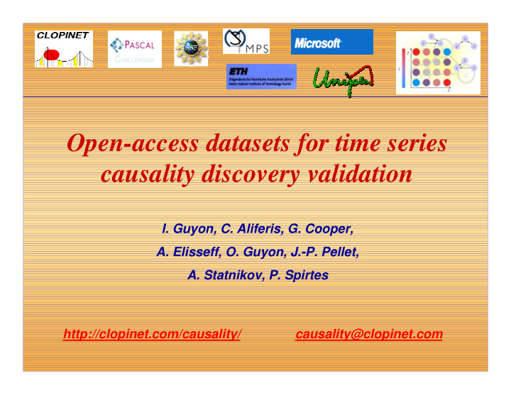 open access datasets for time series causality discovery