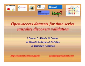 Open-access datasets for time series  causality discovery validation  I. Guyon, C. Aliferis, G.