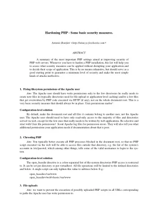Hardening PHP - Some basic security measures.  Antonio Bonifati