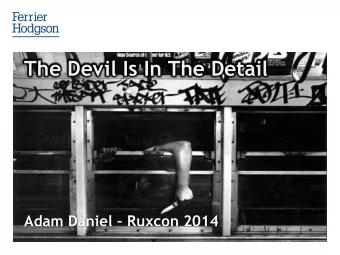 Adam Daniel  Ruxcon 2014 Introduction  Who Am I  Stared working in Data Recovery and Data