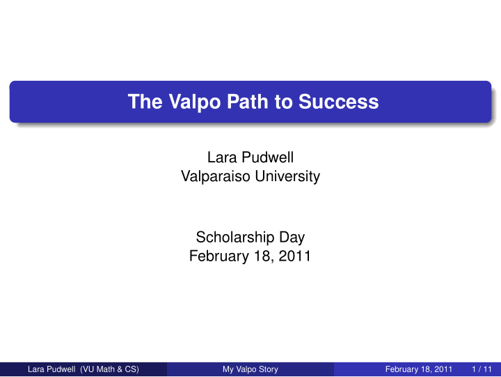 the valpo path to success