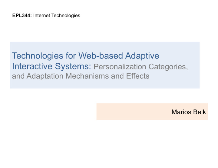 technologies for web based adaptive