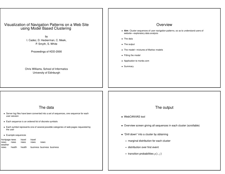 visualization of navigation patterns on a web site