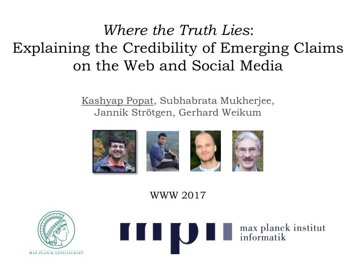 explaining the credibility of emerging claims