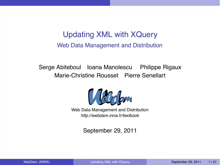 updating xml with xquery