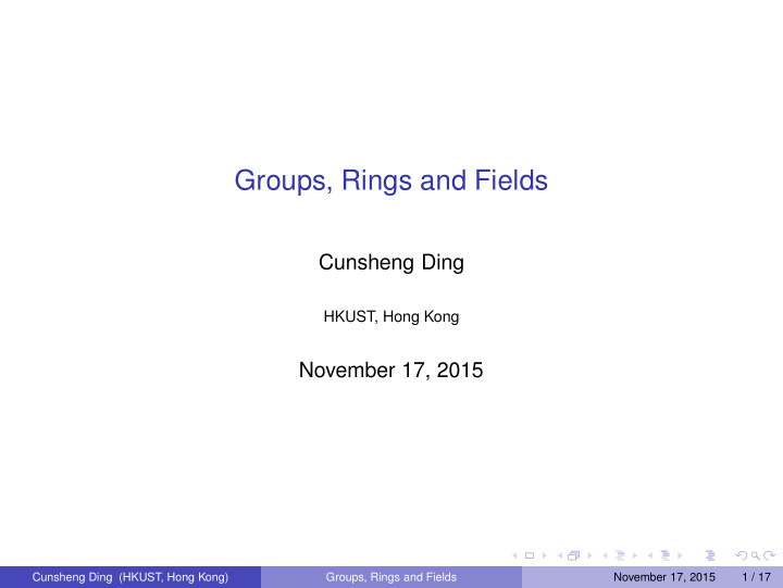 groups rings and fields