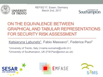 ON THE EQUIVALENCE BETWEEN  GRAPHICAL AND TABULAR REPRESENTATIONS  FOR SECURITY RISK ASSESSMENT