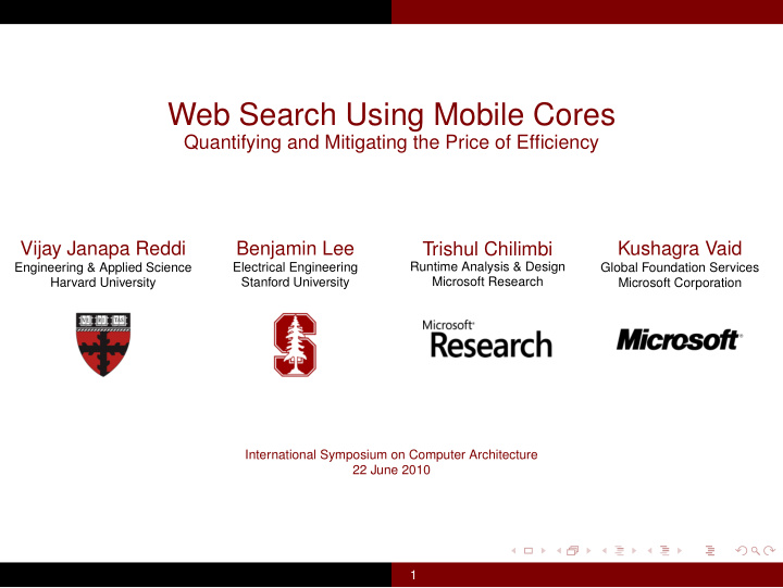 web search using mobile cores