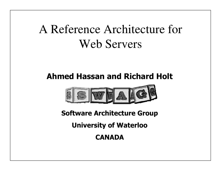 a reference architecture for web servers