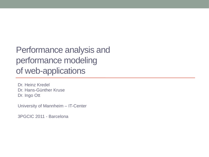 performance analysis and performance modeling of web