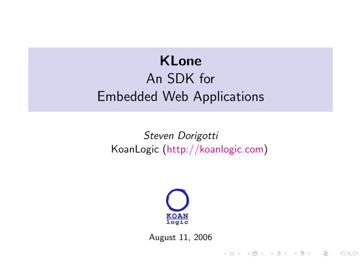 klone an sdk for embedded web applications