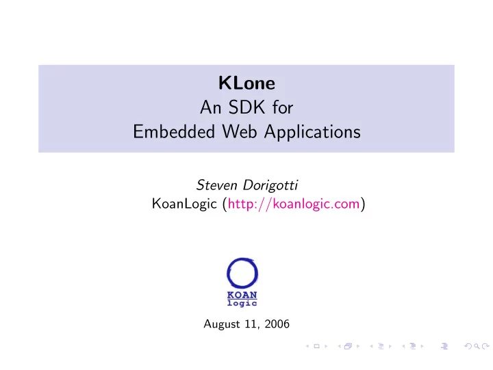 klone an sdk for embedded web applications
