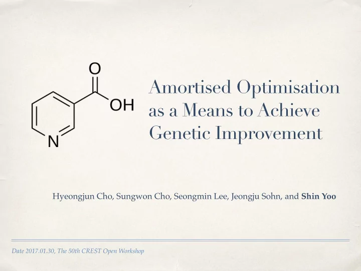 amortised optimisation as a means to achieve genetic