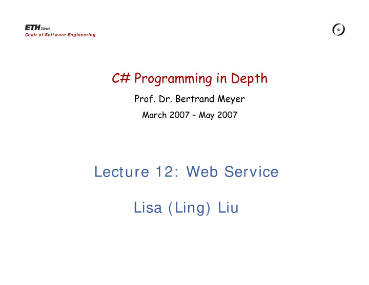 lecture 12 web service lisa ling liu web service