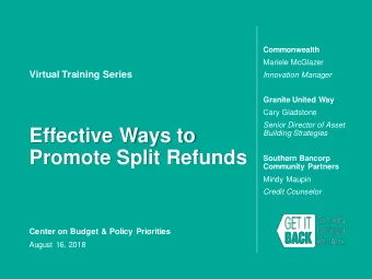 Effective Ways to  Building Strategies  Promote Split Refunds  Southern Bancorp  Community Partners