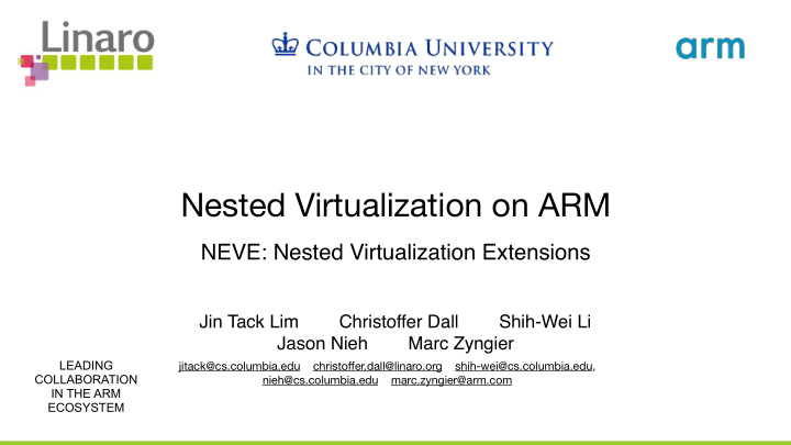 nested virtualization on arm