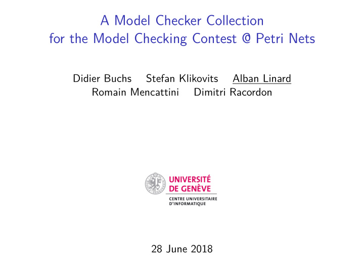 a model checker collection for the model checking contest