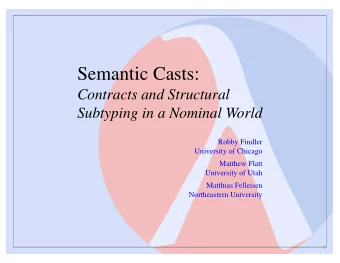 Semantic Casts:  Contracts and Structural  Subtyping in a Nominal World  Robby Findler  University
