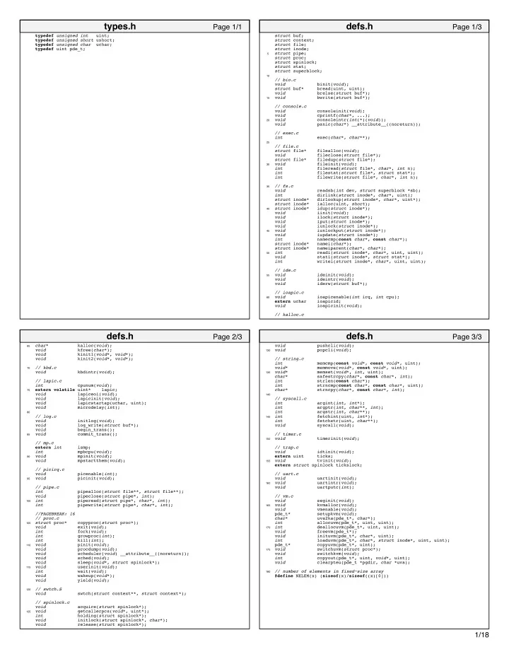 types h defs h