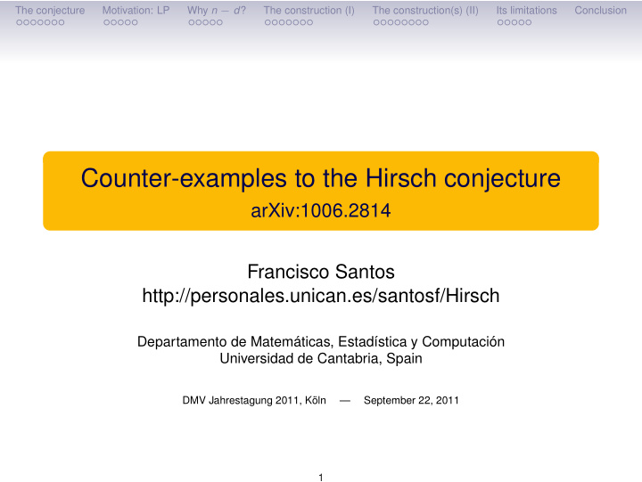 counter examples to the hirsch conjecture
