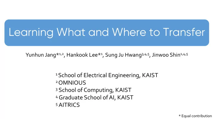 learning what and where to transfer