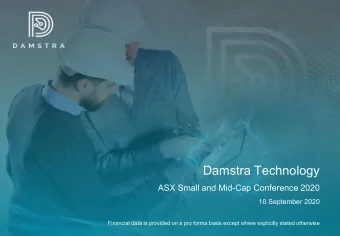 Damstra Technology  ASX Small and Mid-Cap Conference 2020  10 September 2020  Financial data is