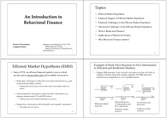 An Introduction to  Empirical Support of Efficient Market Hypothesis  Behavioral Finance