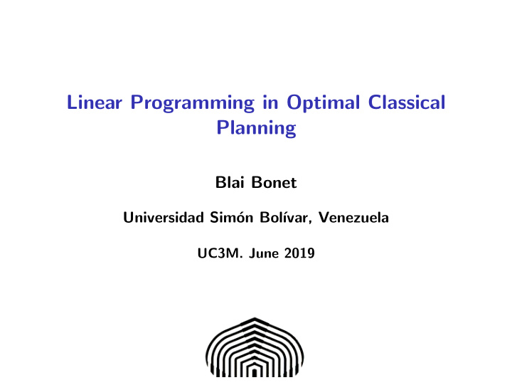 linear programming in optimal classical planning