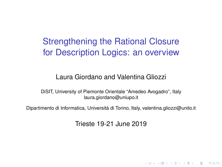 strengthening the rational closure for description logics