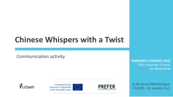 Chinese Whispers with a Twist  Communication activity  MARIANA LEANDRO CRUZ  PhD researcher TU