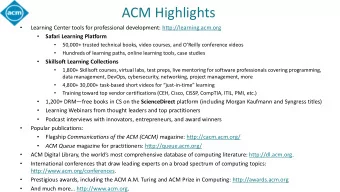 ACM Highlights    Learning Center tools for professional development: http://learning.acm.org