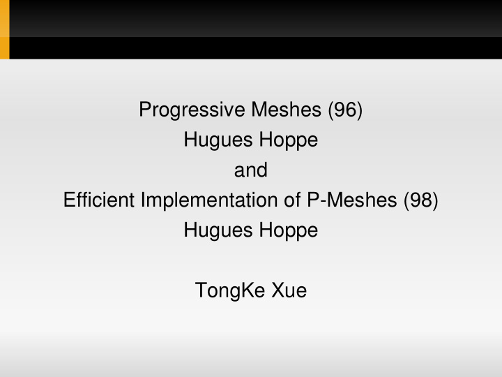 progressive meshes 96 hugues hoppe and efficient