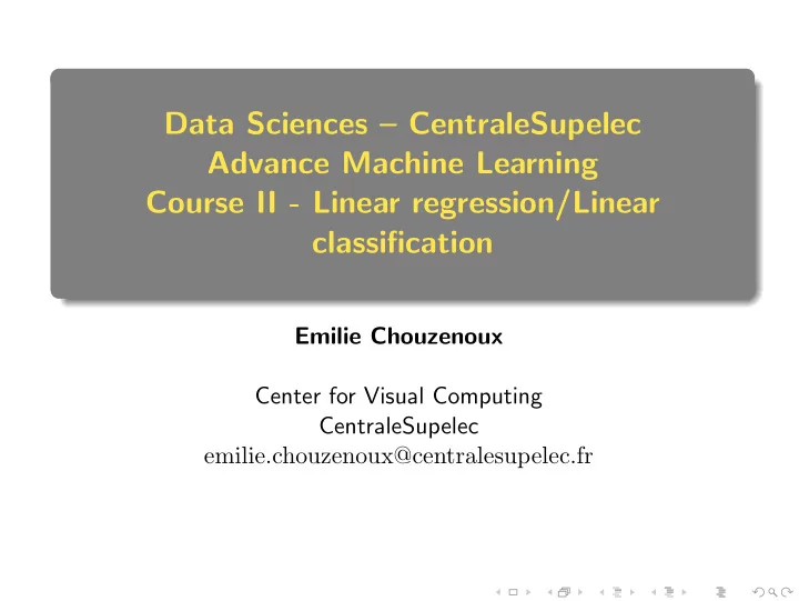 data sciences centralesupelec advance machine learning