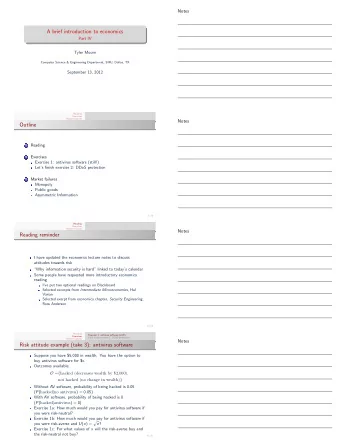 A brief introduction to economics  Part IV  Tyler Moore  Computer Science &amp; Engineering