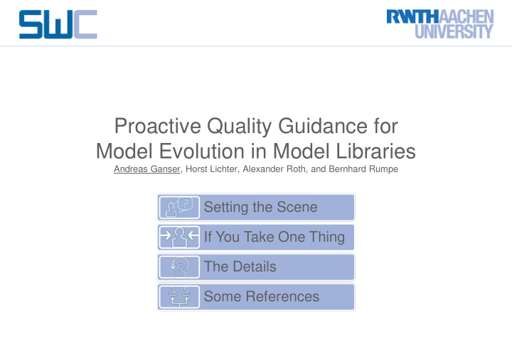 proactive quality guidance for model evolution in model