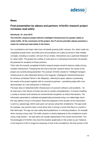 News  Final presentation by adesso and partners: InVerSiv research project  increases road safety